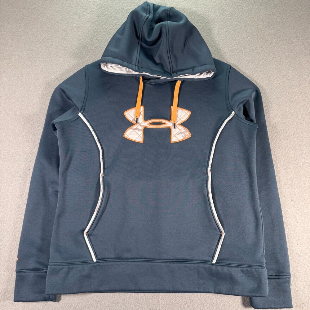 Under Armour Hoodie Sweatshirt Womens Large Loose Blue Storm 1 Fleece Active